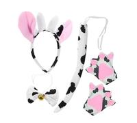 Homoyoyo Conjunto de Tocado de Vaca Diadema Orejas de Vaca Rabo de Animal para Disfraces de Accesorios de Cosplay para Fiestas Temáticas Lola