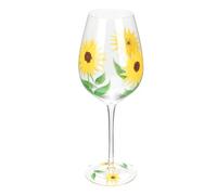 Homoyoyo Copa de Vino de Cristal Tipo Flauta Pequeña Diseño Vintage Pintado a Mano Estilo Francés Flor de Girasol, Copa para Servir Champán y Vino para Fiesta y Restaurante