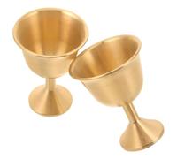 Homoyoyo Copas Antiguas de Latón 2 Piezas Medianas Pie Cáliz Metálico Dorado para Ceremonias Comuniones y Banquetes Copa Ritual Gótica para Bodas y Decoración Medieval