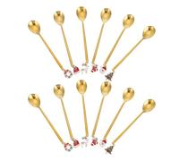 Homoyoyo Cuchara de Café de Acero Inoxidable Colgante Navideño, Set 2 Unidades, Cucharas Mezcladoras Pequeñas para Postre y Helado, Utensilios para Cocina y Decoración de Navidad