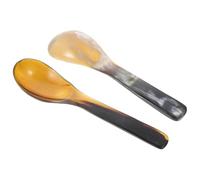 Homoyoyo Cucharas de Cuerno de Buey 2 Piezas para Arroz y Caviar, Cuchara de Cocina Portátil Mango Largo, Diseño Único para Postres y Mermelada, Uso en Hogar y Restaurante