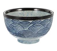 Homoyoyo Cuenco Japonés de Cerámica Diseño de Ondas Marinas, Bol Tradicional para Arroz, 1 Pieza, Color Claro, Apto para Uso Doméstico y Restaurante, Tazón para Ramen y Ensaladas