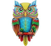 Homoyoyo Decoración Colgante de Búho de Metal para Pared, Iron Art Tamaño Mediano, Color Azul Vientre, Adorno Rústico para Jardín y Salón, Decoración Exterior Resistente y Llamativa