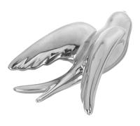 Homoyoyo Decoración de Pared de Cerámica Escultura 3D de Pájaro Grande Plateado Volando Hacia la Derecha Resistente Intemperie para Interiores y Exteriores Adorno Rústico Adecuado para