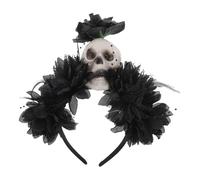 Homoyoyo Diadema de Flor de Calavera Gótica Accesorios Cabello de Halloween Tocado Mexicano Espeluznante para Disfraz de Fiesta de Padres Hijos