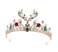 Homoyoyo Diadema De Navidad Astas De Alce Tiara De Gemas De Imitación Decoración Brillante De Cristal Para Fiesta Navideña Accesorio De Fotos Para Niñas y Mujeres