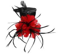 Homoyoyo Diadema Mini Sombrero De Copa Negra Pluma Roja, Diseño y Cómodo, Accesorio Adecuado Para Fiestas, Diadema Femenina Elegante y Resistente