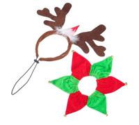Homoyoyo Diadema Navideña para Mascotas Astas de Reno y Collar de Perro de Felpa Suave 2 Piezas Accesorio Transpirable para Perros y Gatos en Fiestas de Navidad y Cosplay