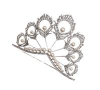 Homoyoyo Diadema Nupcial Perlas de Cristal y Aleación, Tocado de Boda Blanco, Ligero, para Novia y Celebración