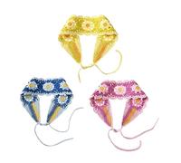 Homoyoyo Diademas de Crochet para Mujer 3 Unidades Diadema Floral de Punto Colores Amarillo Azul Rosa Uso Diario y Fiestas Accesorio para Cabello Tejido Lavable Irritación