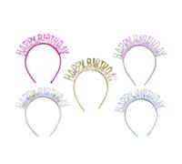 Homoyoyo Diademas de Cumpleaños para Mujer y Niña Lentejuelas Multicolor 5 Piezas Oro Plata Azul Rosa y Fucsia Accesorio para Fiestas y Celebraciones