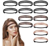 Homoyoyo Diademas Trenzadas Elásticas para Mujer, 12 Unidades en Negro, Marrón Oscuro, Marrón y Dorado, Accesorios Cabello Antideslizantes, Diseño de Nudo, Ideales para Uso Diario