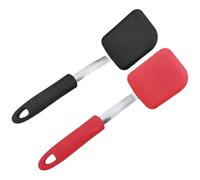Homoyoyo Espátula de Silicona Pequeña Antiadherente Mango de Acero Inoxidable Juego de 2 Unidades en Negro Mate y Rojo Adecuado para Cocinar y Voltear Alimentos sin Dañar Sartenes