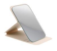 Homoyoyo Espejo de Maquillaje Blanco Portátil Plegable para Bolso y Viaje | Cubierta Protectora de Material Sintético, Vidrio de Alta Claridad, Adecuado para Dormitorio y Baño