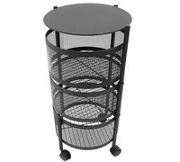 Homoyoyo Estantería de Pie Giratoria 360° para Cocina, 3 Niveles Metálicos Ruedas, Estante Multifuncional para Almacenamiento de Verduras y Productos del Hogar, sin Instalación Requerida,