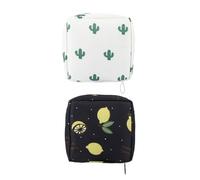 Homoyoyo Estuche para Compresas Higiénicas 2 Piezas Bolsa de Almacenamiento Portátil Beige Cactus y Negro Limón Compartimento Interior para Uso Femenino Diario