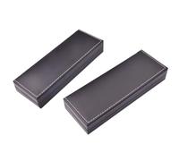 Homoyoyo Estuche para Lápices de Cuero Sintético PU Negro, Caja de Moda Portátil y Resistente al Agua para Papelería de Negocios, Pack de 2 Unidades