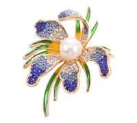 Homoyoyo exquisito broche floral de imitación místico pasadores de de alfiler broche de solapa broche de flor de peonía cuerpo ramillete Aleación de zinc Azul
