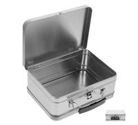 Homoyoyo Fiambrera Metálica Portátil Cierre de Seguridad y Asa Plegable Caja de Almacenamiento para Alimentos y Regalos Contenedor de Hojalata 8X6X3 Pulgadas para Transporte Diario