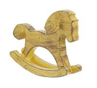 Homoyoyo Figura de Caballo Mecedor de Madera Pequeña Pintada a Mano Adorno Decorativo Amarillo para Escritorio y Estantería Escultura Rústica de Animal Vintage Adecuado para Decoración