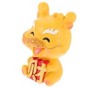 Homoyoyo Figurita de Dragón de Resina Pequeña y Adorable Decoración de Escritorio y Coche con Movimiento de Cabeza Ornamento Chino para Año Accesorio Color Amarillo para Hogar y Jardín