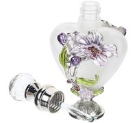 Homoyoyo Frasco de Perfume Vintage de Vidrio Esmaltado 10 Ml, Botella Decorativa Rellenable Diseño Floral para Aceites Esenciales y Uso en Hogar o Viaje