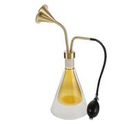 Homoyoyo Frasco Difusor de Aceite Esencial de Latón y Vidrio Doble Pared Mini Dispositivo para Aromaterapia Portátil Bomba Manual para Muestreo de Aromas Spa y Hogar