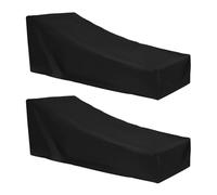 Homoyoyo Funda Protectora para Tumbona de Patio 2 Piezas Cubierta Anti Polvo de Oxford 210D Negra Tamaño 210X75X40X80 CM Adecuado para Exterior Balcón y Terraza
