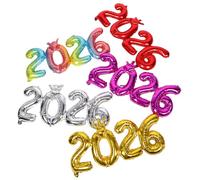 Homoyoyo Globos Números 2026 de Aluminio 5 Piezas Colores Dorado Plateado Rojo y Rosa Decoración para Fiesta de Año Nochevieja y Graduación Accesorios para Fotomatón