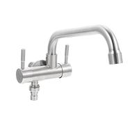 Homoyoyo Grifo De Cocina De Acero Inoxidable 304 Para Pared, Monomando Frío, Instalación Empotrada, Apto Para Baño y Fregadero, Accesorio Doble Uso, Set Individual