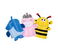 Homoyoyo Guantes Exfoliantes De Baño Para Niños 3piezas Depurador De Ducha Suave Diseño De Animales (Pingüino Unicornio) Adecuado Para Sensible Exfoliante Corporal