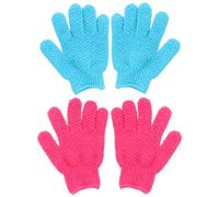 Homoyoyo Guantes Exfoliantes De Ducha 4 Piezas Tamaño Medio Para Piel Sensible y Todo Tipo De Pieles Unisex Uso Corporal Baño y Spa Colores Azul Verdoso y Rosa Muñequera Elástica
