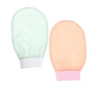 Homoyoyo Guantes Exfoliantes para Ducha de Suave Manoplas Resistentes y Cómodas para Limpieza Corporal Profunda Accesorios de Baño Verde y Rosa Pastel