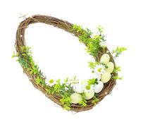 Homoyoyo Guirnalda de Pascua de Ratán con Huevos Artificiales y Hojas Verdes Guirnalda de Primavera Colgante para Puerta y Gabinete Decoración Rústica para Fiestas y Hogar Tamaño