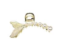 Homoyoyo Horquilla de Garra de Perla para Mujer, Pinza Pelo de Moda, Clip de Mandíbula Diseño de Pescado, Accesorio Elegante para Cabello en Fiestas y Bodas