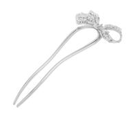 Homoyoyo horquilla de lazo conformado pasador de pelo francés palillos de pelo de lazo Accesorio palo para moño palos de pelo chino palos de pelo en forma de u Circón Silver