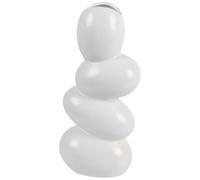 Homoyoyo Jarrón de Cerámica Blanco Abstracto Diseño de Adoquines, Florero Decorativo Moderno para Dormitorio, Arte Escultórico Elegante para Flores Secas, Decoración del Hogar