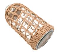 Homoyoyo Jarrón de Vidrio con Cubierta Artesanal Tejida Mediano Tamaño Color Natural de Papel Florero Rústico para Arreglos Secos y Plantas Hidropónicas Decoración Bohemia para Hogar y