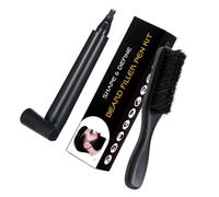 Homoyoyo Juego de 2 Herramientas para Cuidado de Barba y Bigote Cepillo de Cerda de Jabalí con Mango de Madera de Haya Lápiz para Moldear y Rellenar Bigote Color Negro Uso Diario