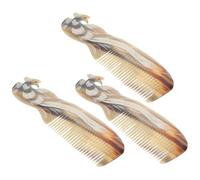 Homoyoyo Juego de 3 Peines de Cuerno de Yak Natural Diseño Delicado y Superficie Lisa, Resistentes para Desenredar el Cabello en Casa Aire Libre