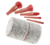 Homoyoyo Juego de Brochas de Maquillaje con Brillantina y Organizador con Tapa, Set Portátil para Viaje, Almacenamiento Multifuncional para Pinceles de Ojos y Base, Caja Cristal
