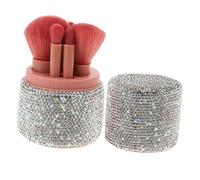 Homoyoyo Juego de Brochas de Maquillaje Profesional con Cristales, 1 Set Pequeño Portátil, con Tapa Antipolvo para Viaje y Uso Diario, Organizador Compacto para Sombras de Ojos y Base