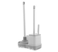 Homoyoyo Juego de Cepillo y Desatascador para Inodoro Montado en Pared Diseño Color Blanco y Gris Kit de Limpieza para Baño Accesorios Esenciales Hogar Limpieza Profunda de Ranuras