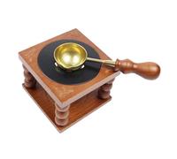 Homoyoyo Juego de Horno de Fusión de Lacre de Madera Pequeño con Cuchara de Cobre, Calentador Portátil para Derretir Cera, Estufa Manual para Artesanía y Sellos, Diseño Compacto