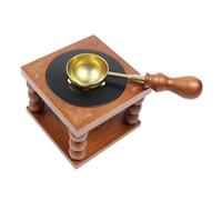 Homoyoyo Juego de Horno para Fundir Laca con Estufa de Madera de Haya Cuchara de Cobre y Soporte Metálico Compacto para Sellos de Cera Bricolaje y Decoración de Cartas