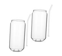 Homoyoyo Juego de Vasos de Vidrio Diseño Transparente y Fácil de Limpiar de 350ml y 500ml Resistentes al Calor Pajita Adecuado para Fiestas de Cumpleaños y Reuniones Familiares