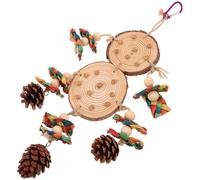 Homoyoyo Juguete Masticable para Loros Cuerda y Piñas de Paja Natural, Accesorio Colgante para Jaula, Juguete Triturador para Periquitos y Cacatúas, Entretenimiento y Estimulación Mental