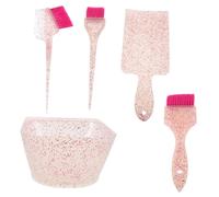 Homoyoyo Kit de Teñido de Cabello Profesional con Pinceles y Cuenco Mezclador Ergonómico para Mechas y Tablero Resaltador para Salón o Casa Color Rosa Transparente y Mate