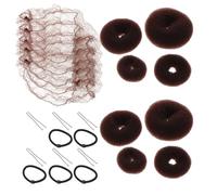 Homoyoyo Kit para Moños de Cabello Moldeador de Moño Donut con Redes Elásticas Marrones Herramientas para Peinados de Ballet Fiestas y Danza Sujetador Firme y Cobertura Invisible