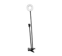 Homoyoyo Lámpara Anular Led Regulable con Soporte para Smartphone Luz De Relleno para Fotografía y Vídeos para Escritorio Negro